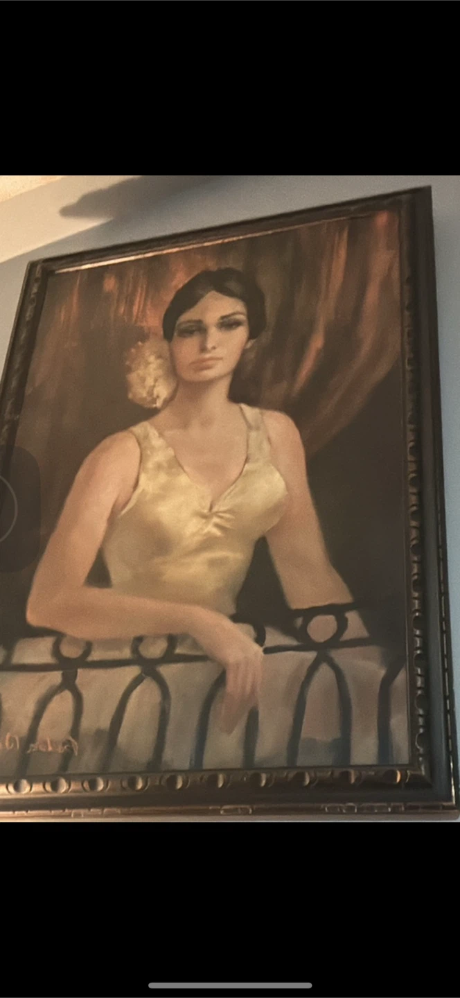 Vintage Portrait Paintings of a Man and Woman - photo 2