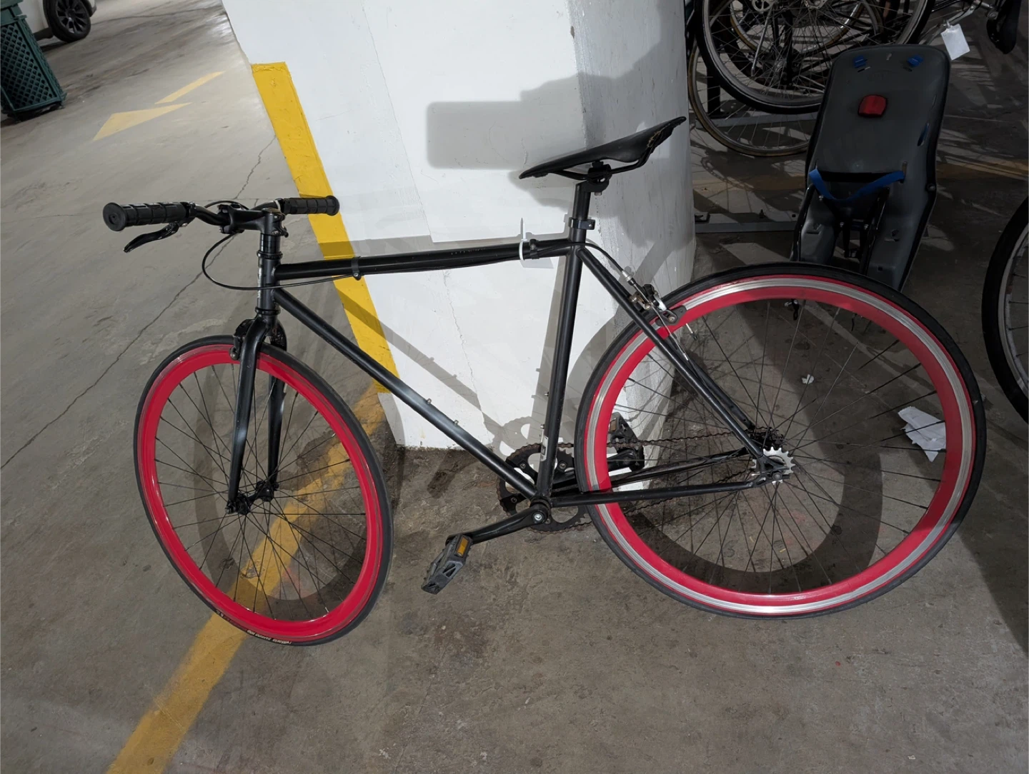 Black Bike with Red Rims