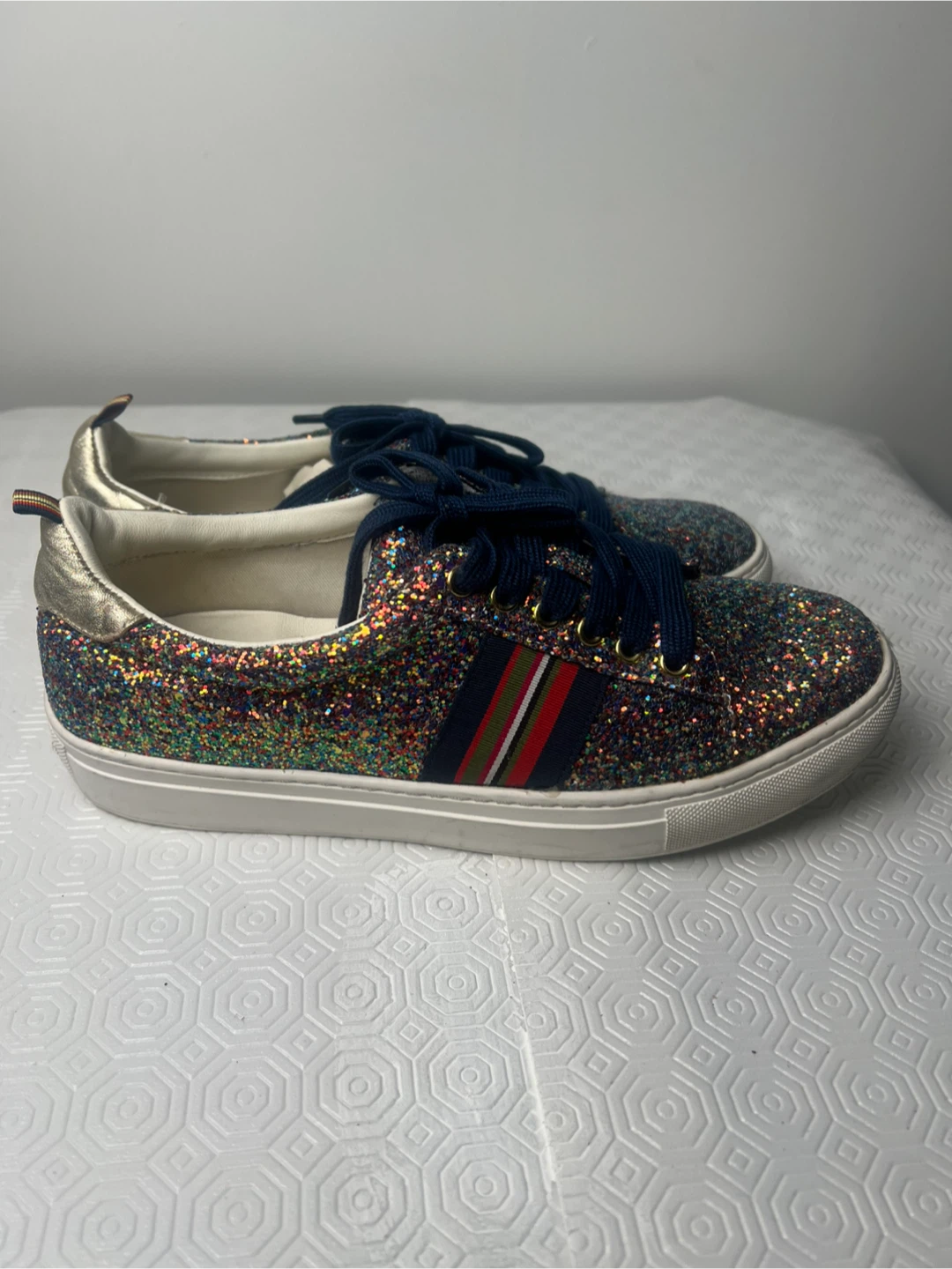 1901 Glitter Sneakers with Stripe Detail