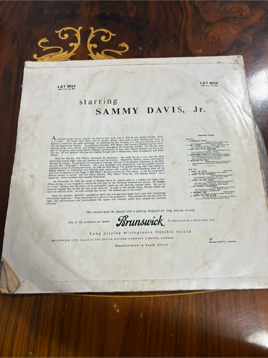 Brunswick Starring Sammy Davis Jr. Vinyl Record LAT 8024 - photo 3