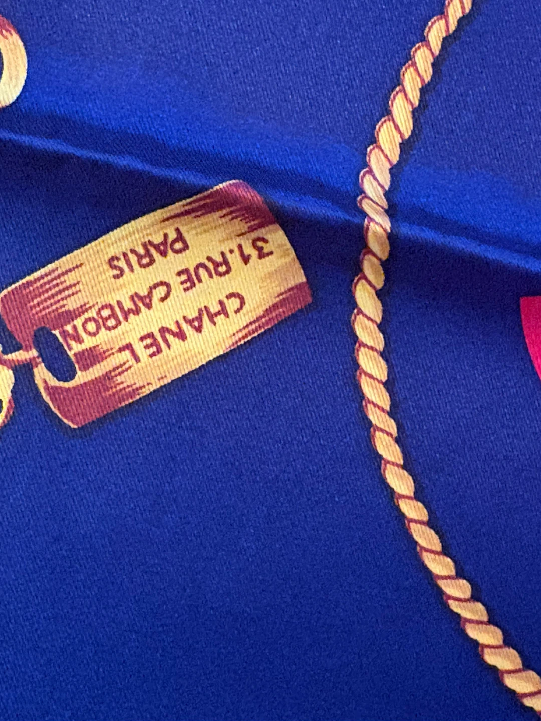 CHANEL Silk Scarf Blue Chain & Roses - photo 4