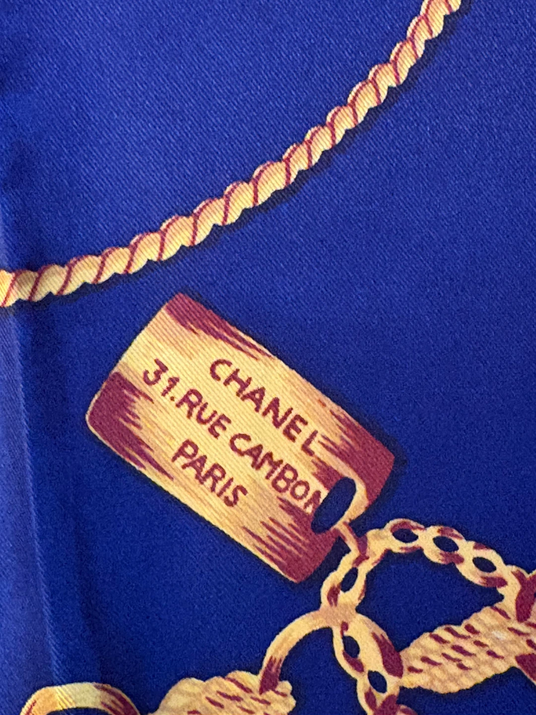 CHANEL Silk Scarf Blue Chain & Roses - photo 5