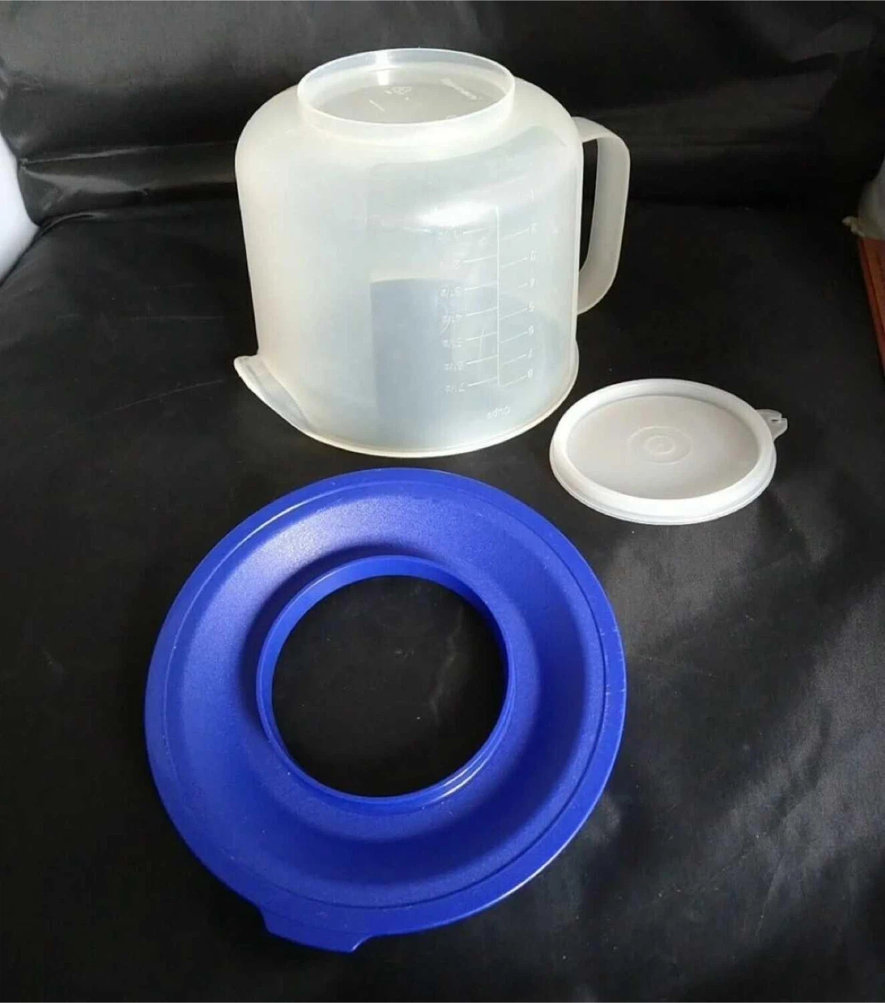 Vintage Tupperware Mix-N-Stor 8 Cup Measuring Bowl Sheer / Blue - photo 3