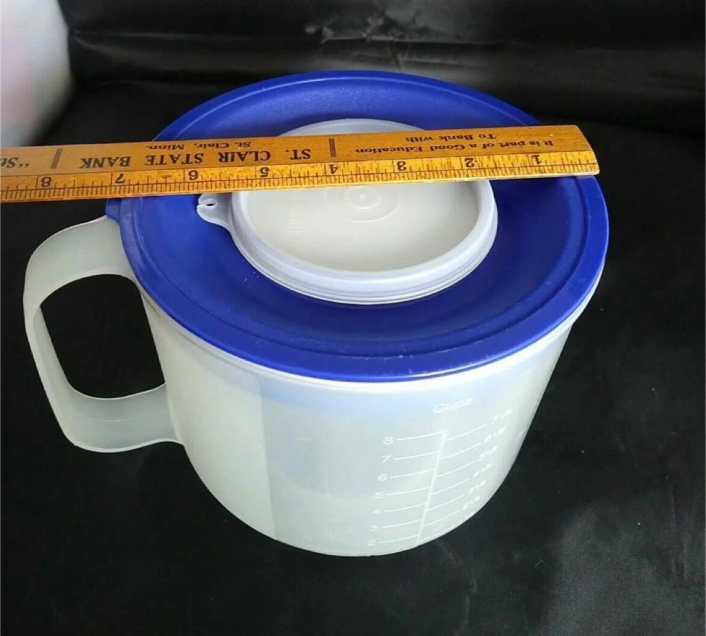 Vintage Tupperware Mix-N-Stor 8 Cup Measuring Bowl Sheer / Blue - photo 2