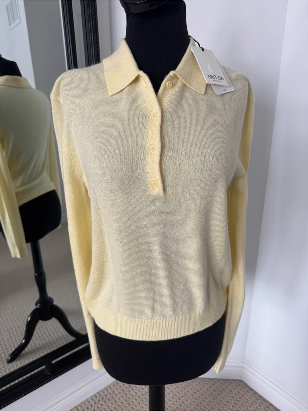 Aritzia "Butter Yellow" Cashmere Polo Sweater