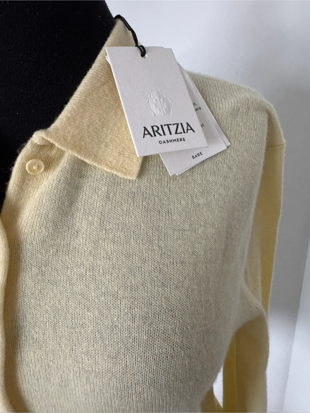 Aritzia "Butter Yellow" Cashmere Polo Sweater - photo 2