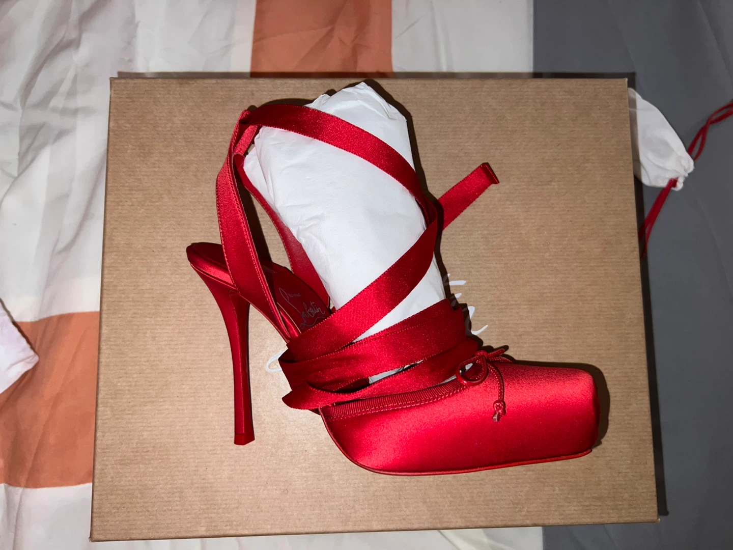 Christian Louboutin Red Satin Ballet Heels