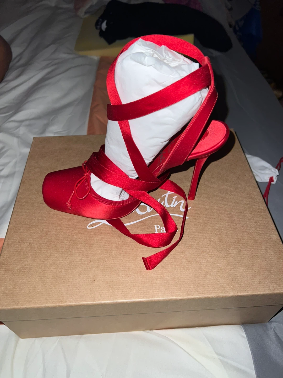 Christian Louboutin Red Satin Ballet Heels - photo 3
