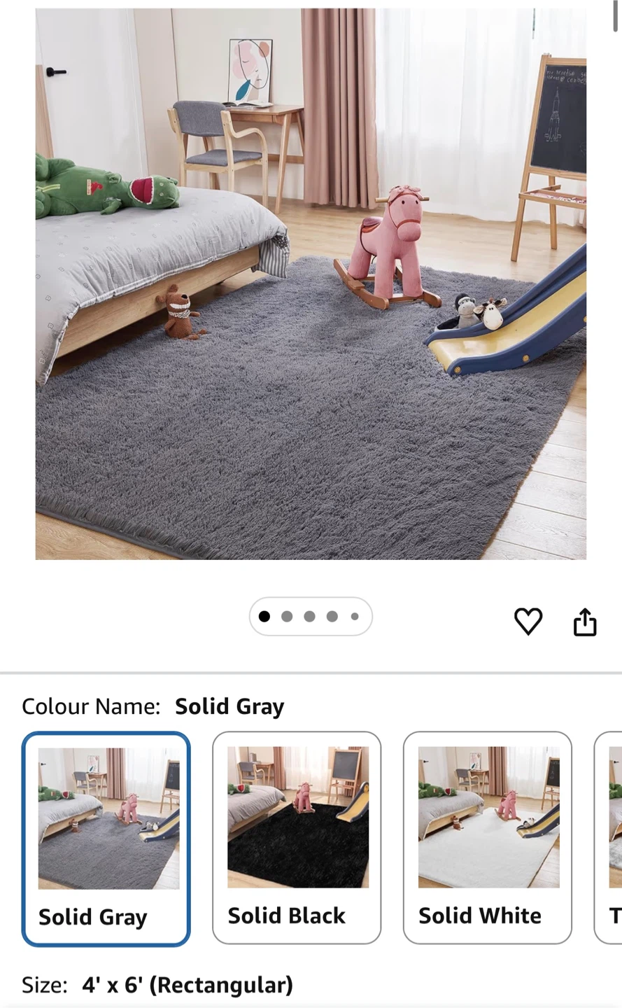 Plush Shag Rug - Solid Gray - 4' x 6' AR46