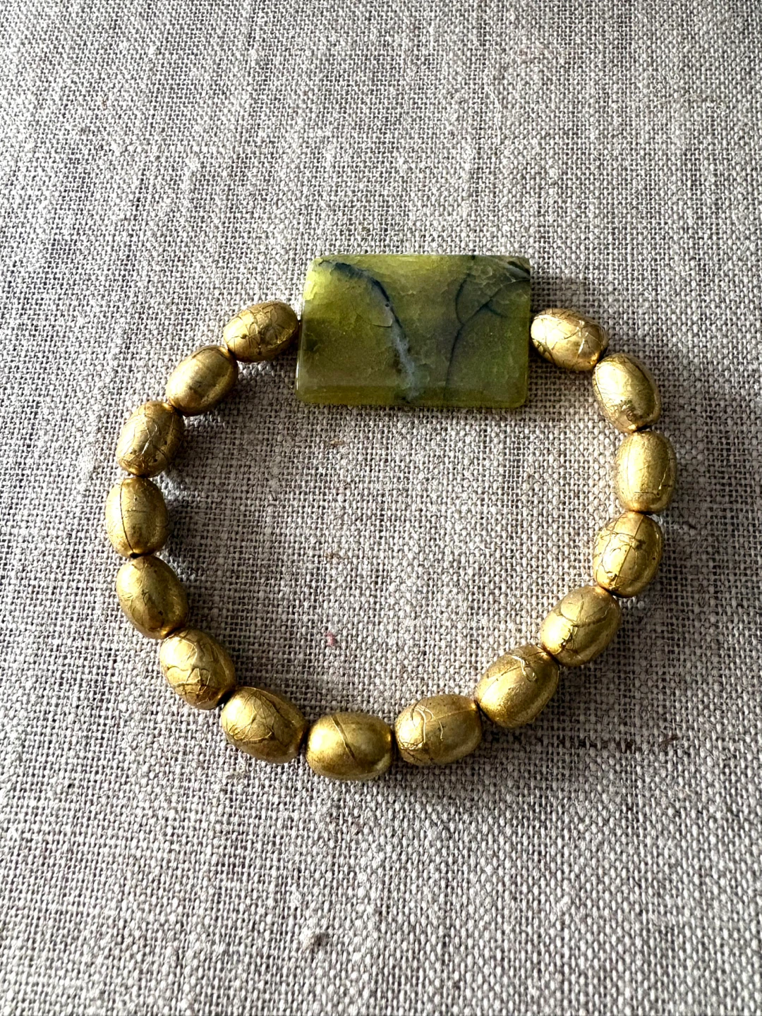 Beaded Stretch Bracelet with calcedony Stone