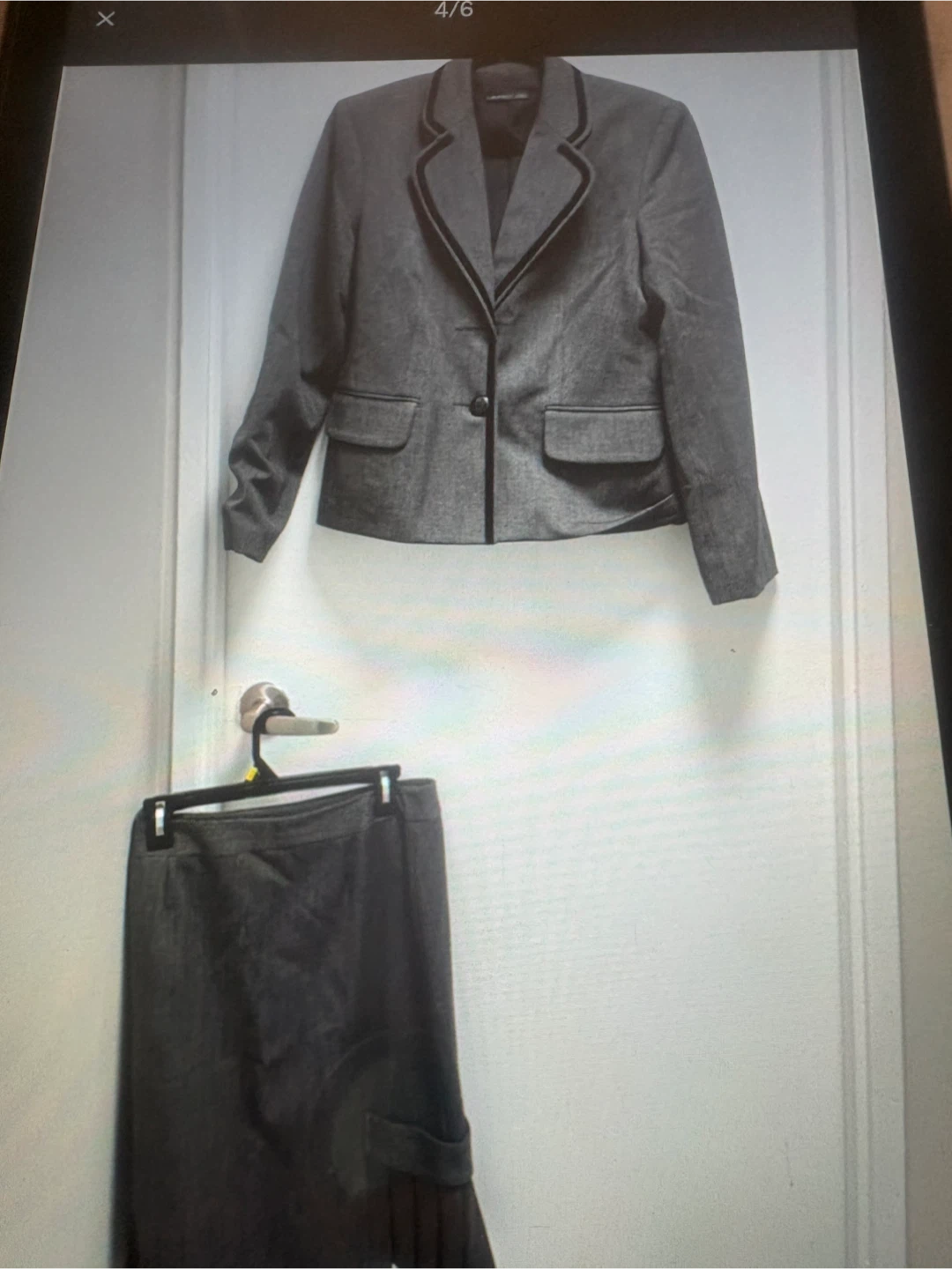 Tailleur jupe et veste gris pour femme
