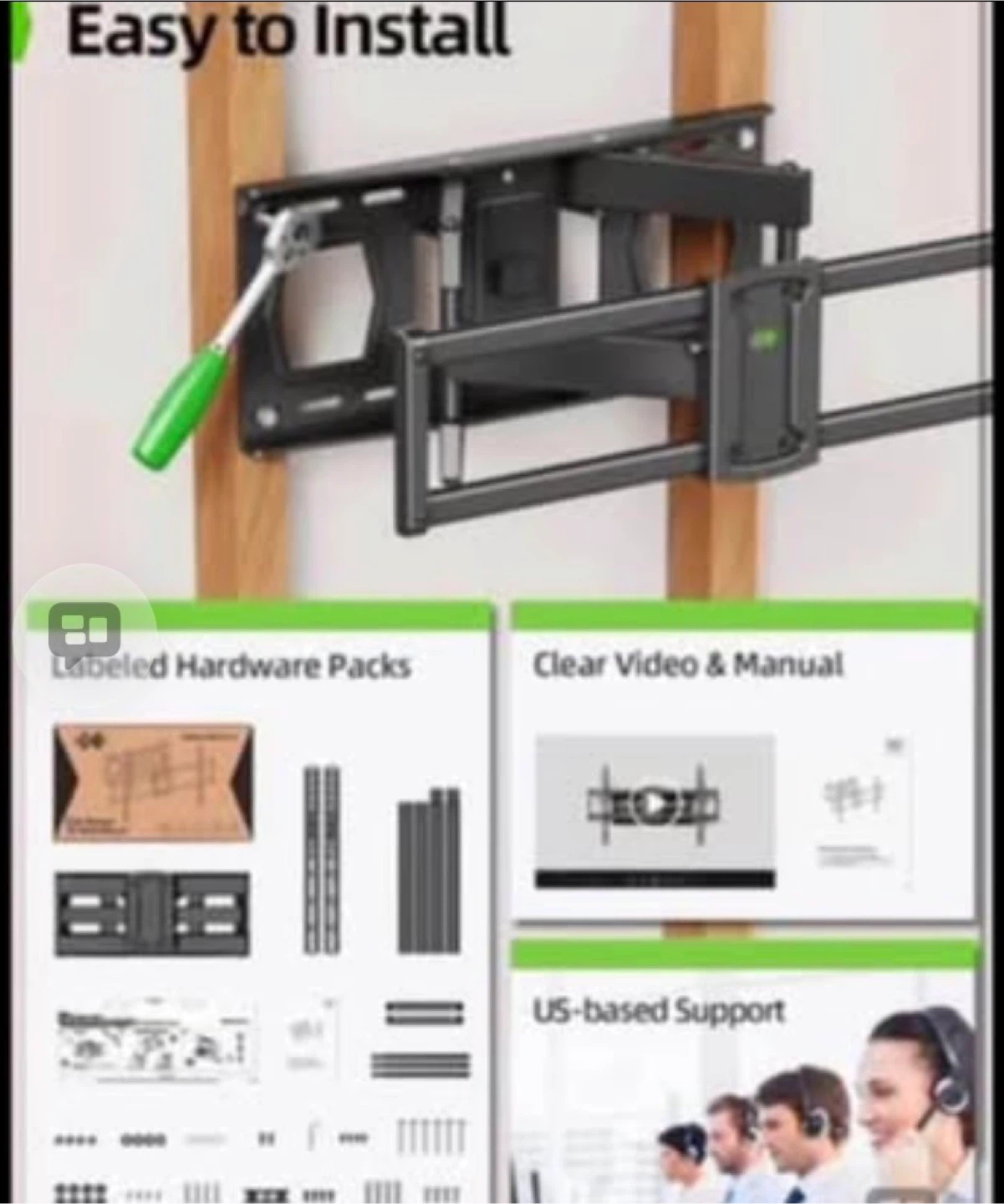 Full Motion TV Wall Mount 37”x86” - photo 5