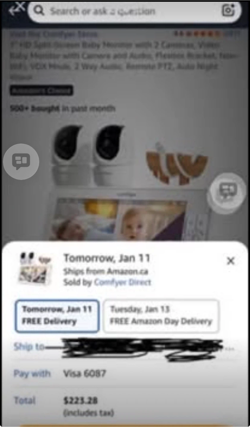 Comfyer 7" HD Split Screen Baby Monitor with 2 Cameras - photo 2