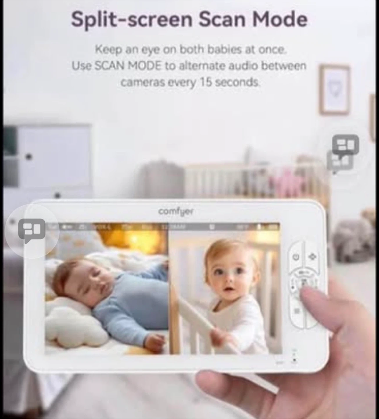 Comfyer 7" HD Split Screen Baby Monitor with 2 Cameras - photo 5
