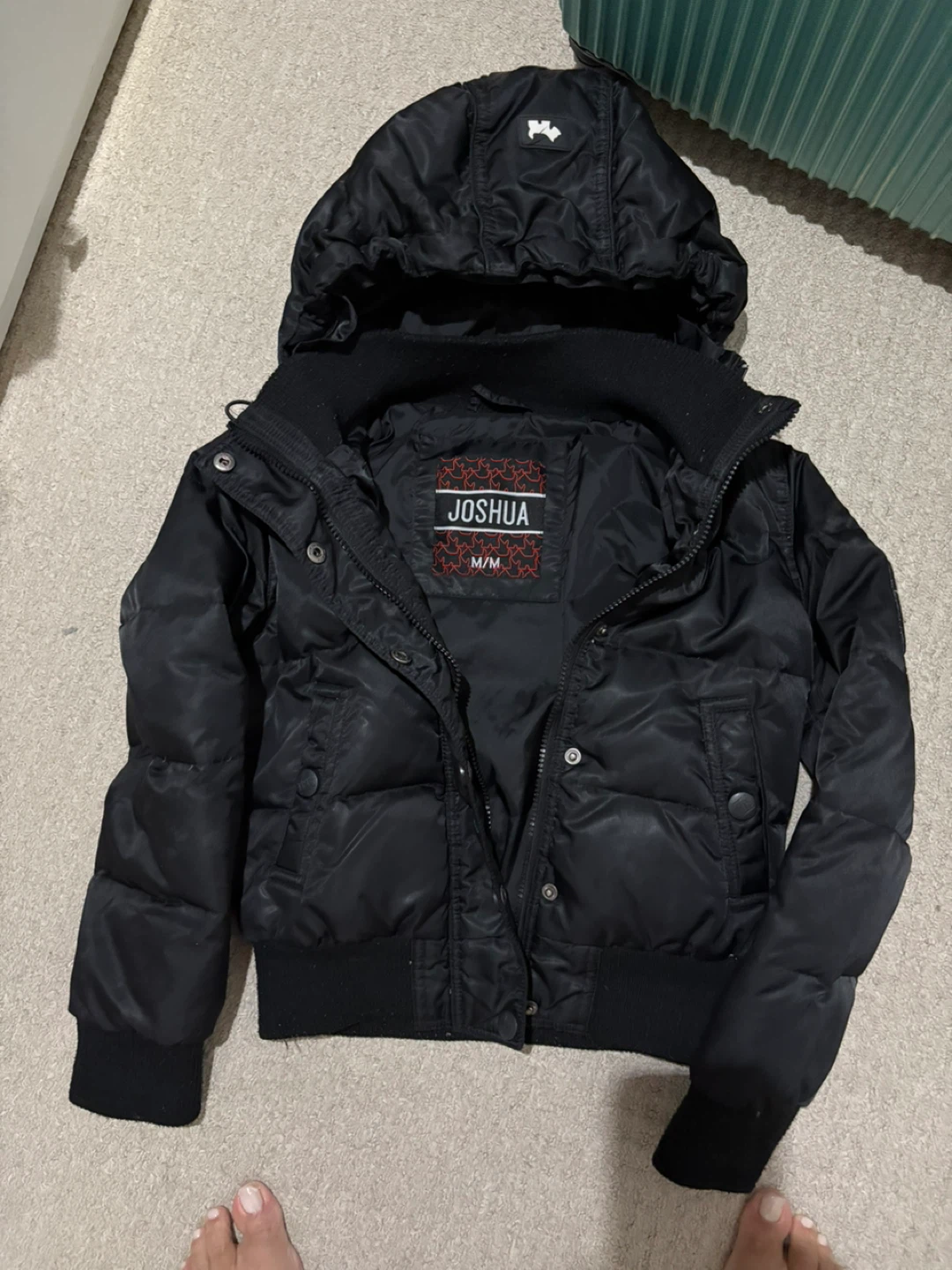 Joshua Black Puffer Jacket with Hood - photo 2