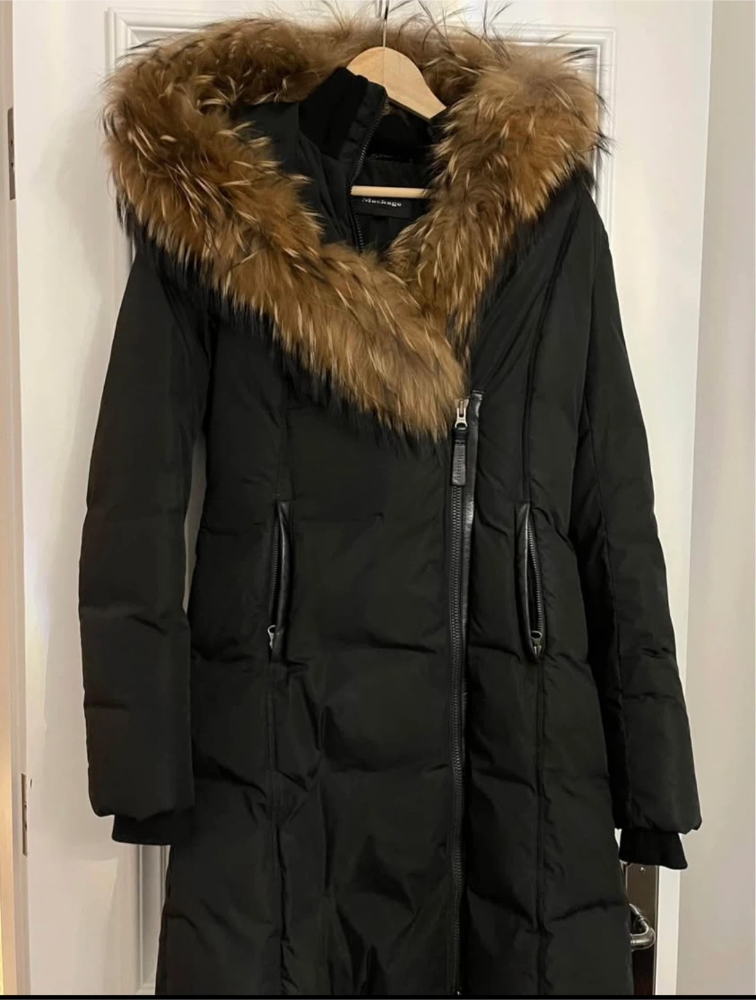 Mackage Black Down Coat with Fur Trim