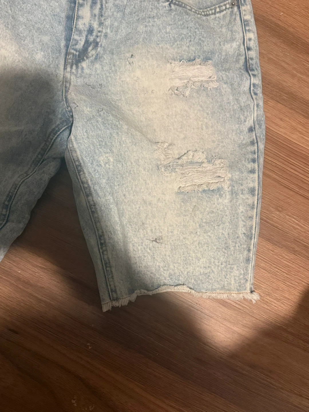 Original Use Acid Wash Ripped Denim Shorts - photo 4