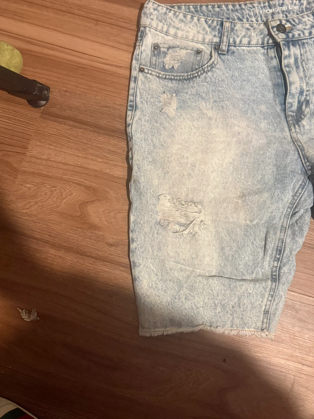 Original Use Acid Wash Ripped Denim Shorts - photo 3
