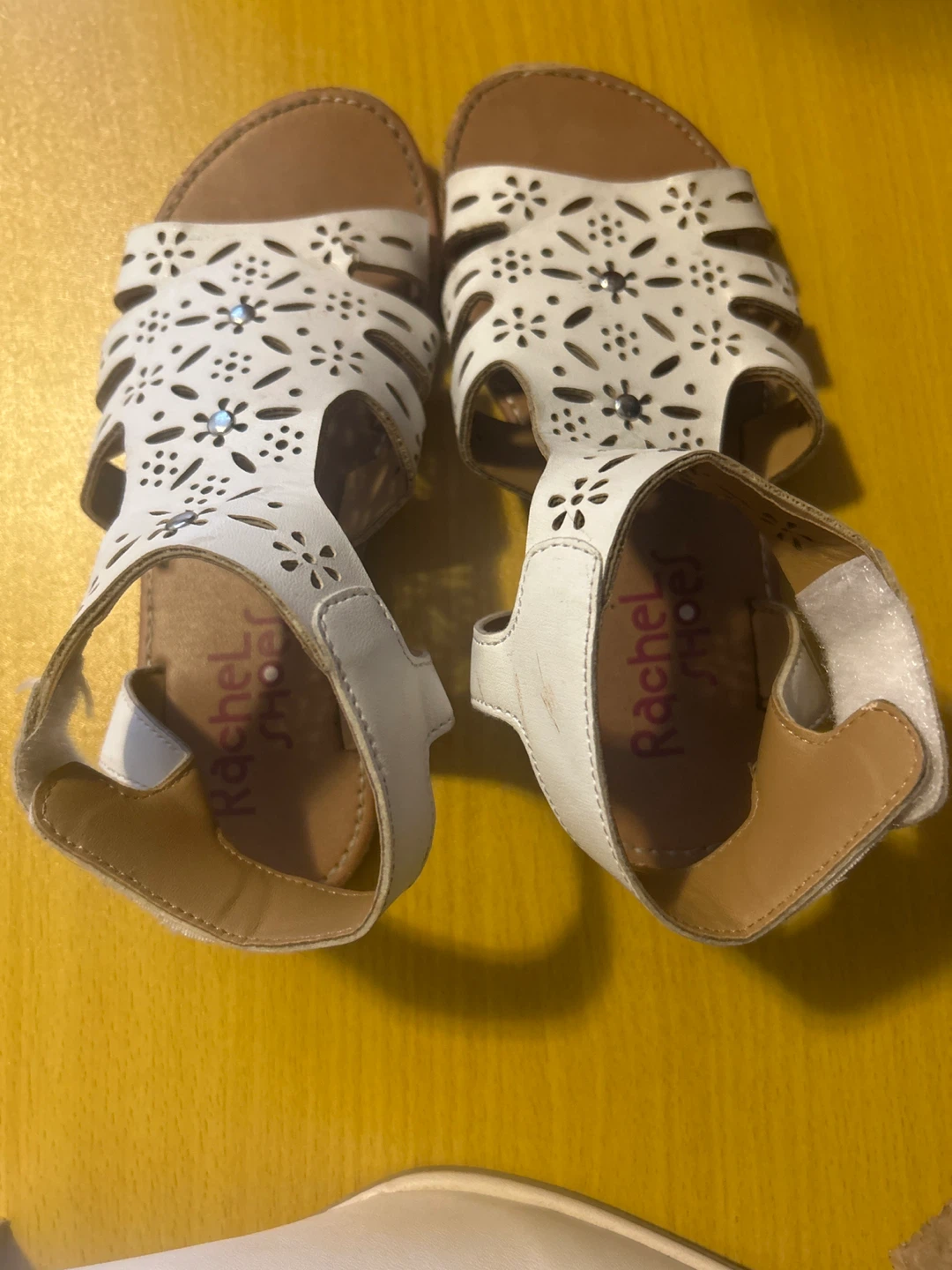Rachel Shoes White Cut-out Gladiator Sandals Size 13