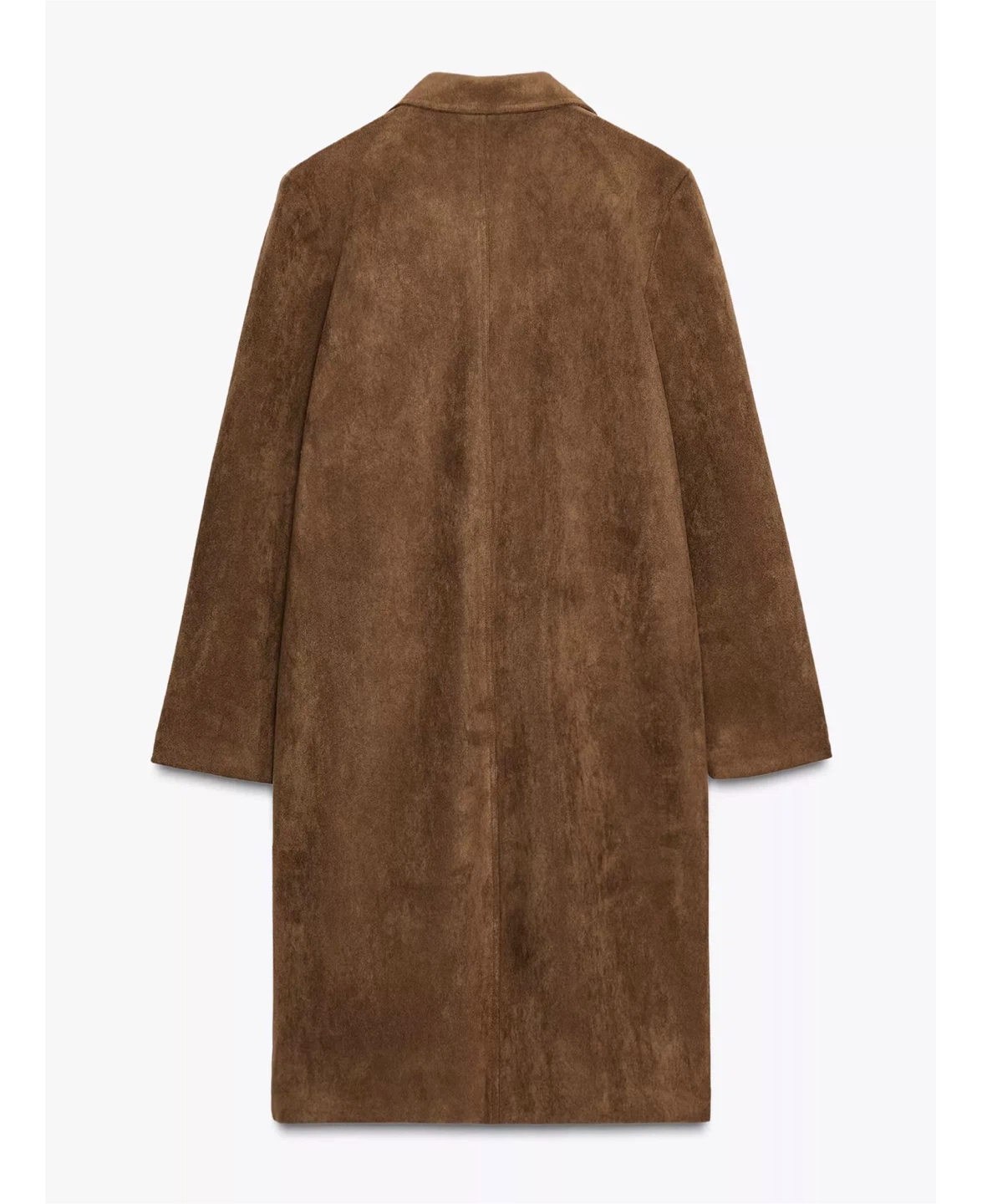 Zara Brown Suede Coat with Brooch Detail - photo 2