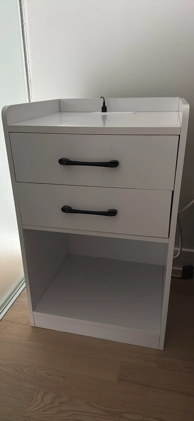 White Nightstand with LED Lights and Remote - photo 3