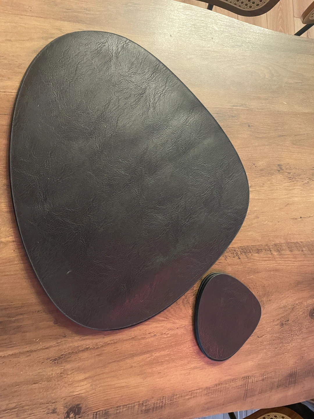 Faux leather pu coaster and mats x 4