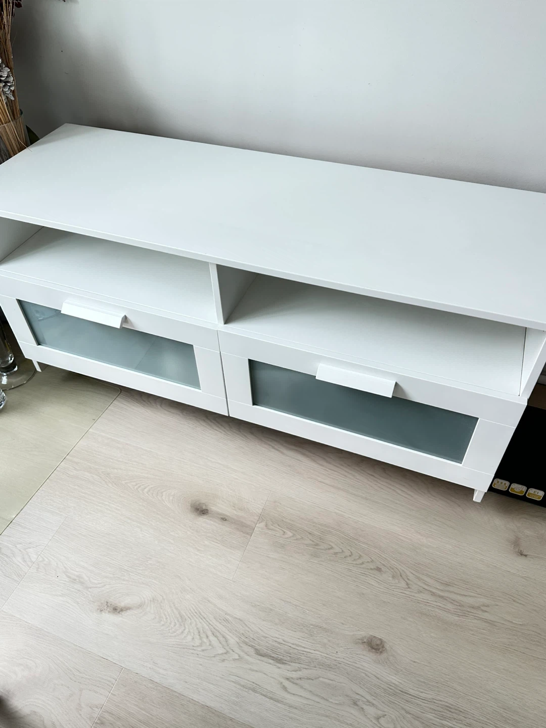 White TV Stand with 2 Drawers - photo 3