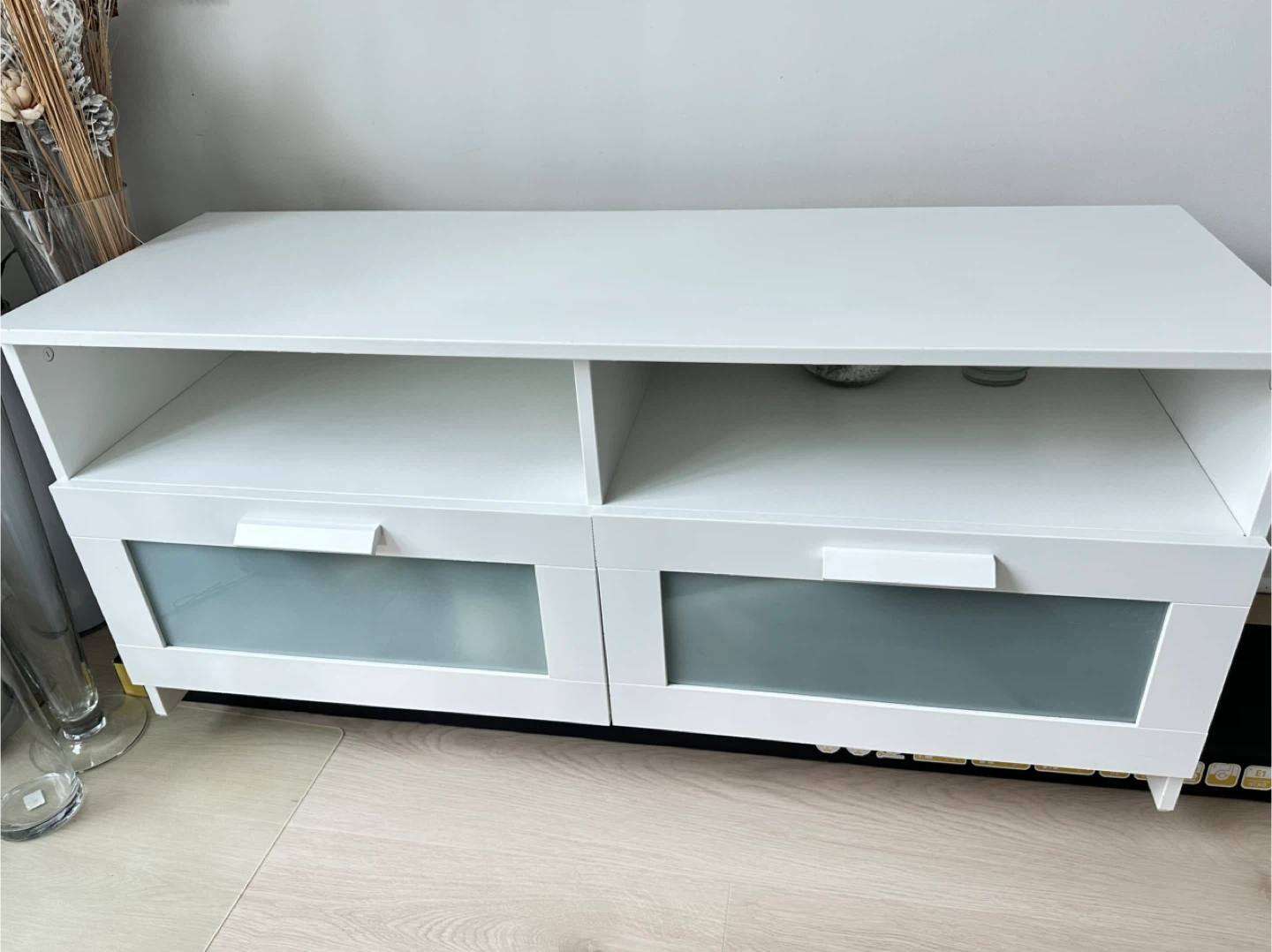 White TV Stand with 2 Drawers - photo 2