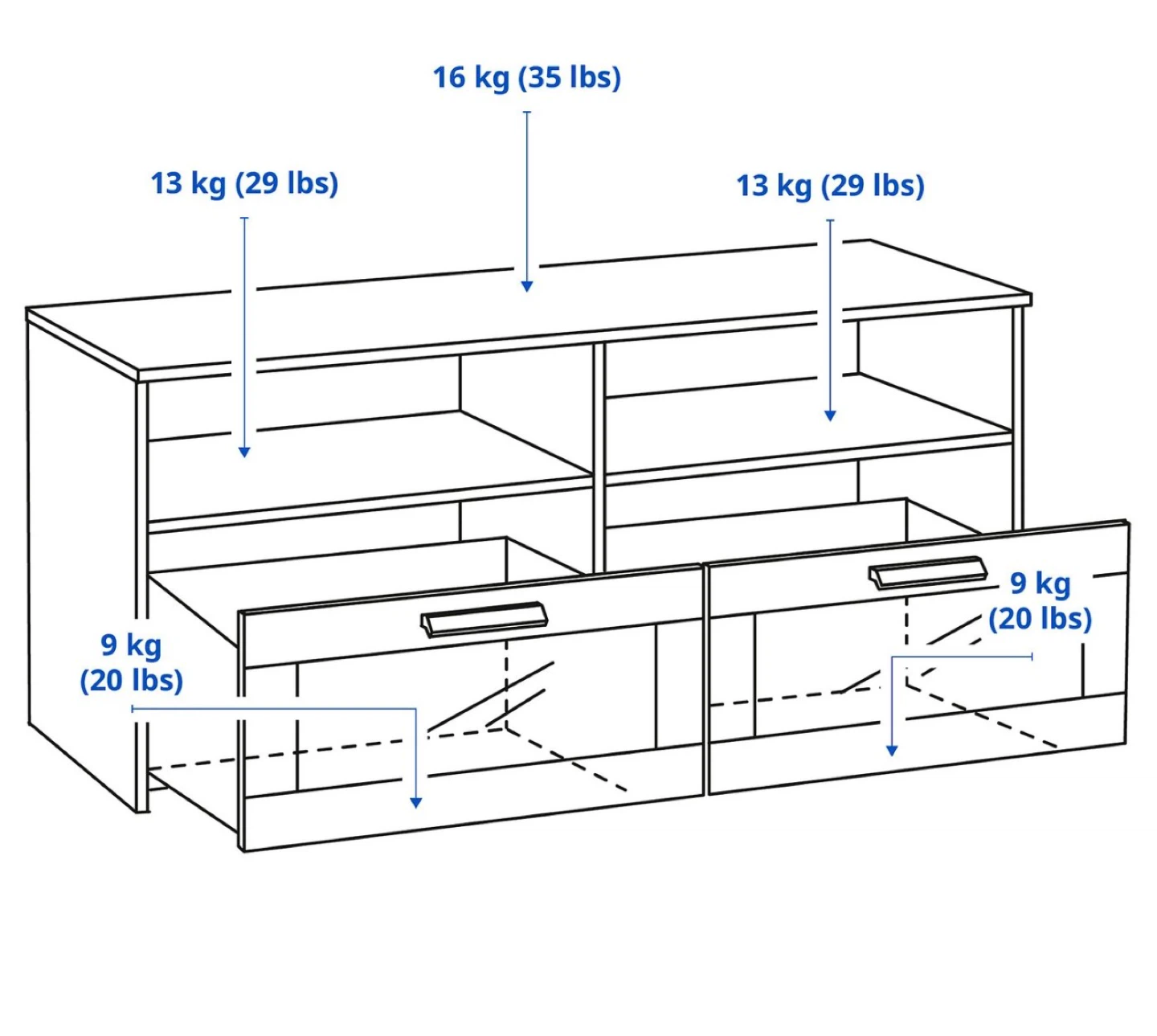 White TV Stand with 2 Drawers - photo 5