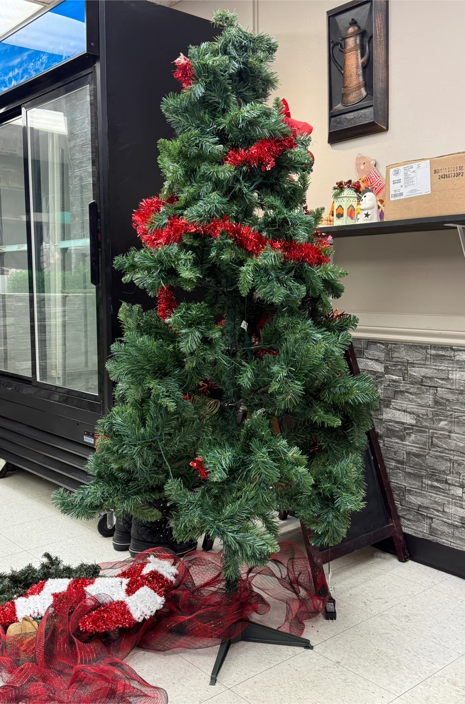 Artificial Christmas Tree with Red Garland