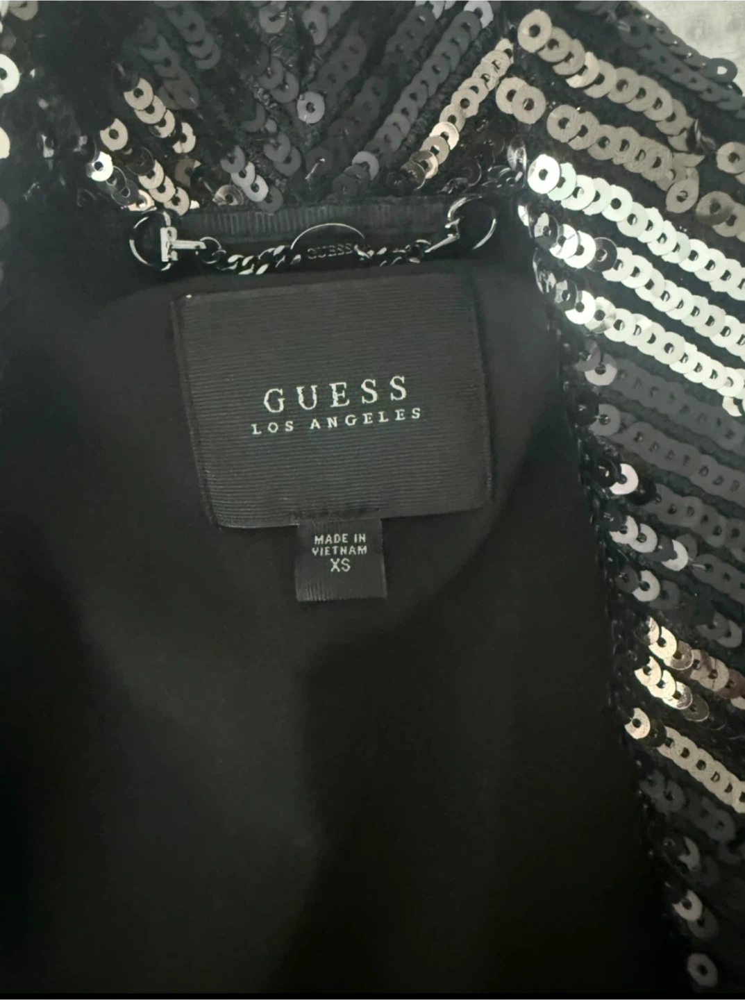 Guess Black Sequin Chevron Blazer Jacket XS - photo 3