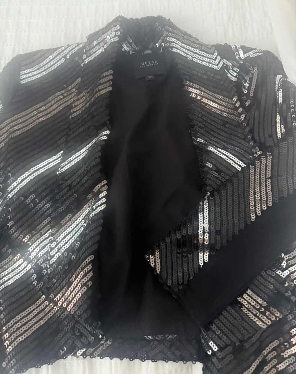 Guess Black Sequin Chevron Blazer Jacket XS - photo 4