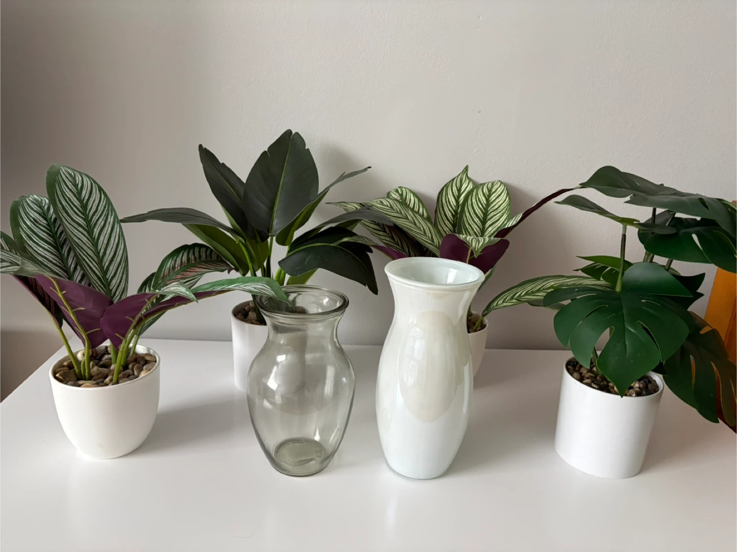 Take All 4 Artificial Plants & 2 Vases. $10 only.