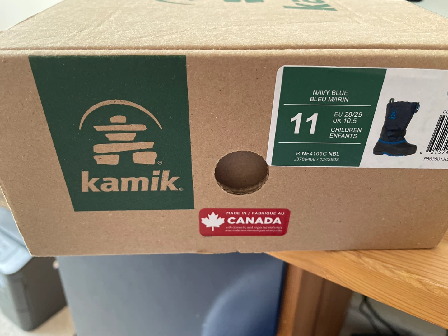 Kamik Navy Blue Waterproof Winter Boots - Size 11 Kids