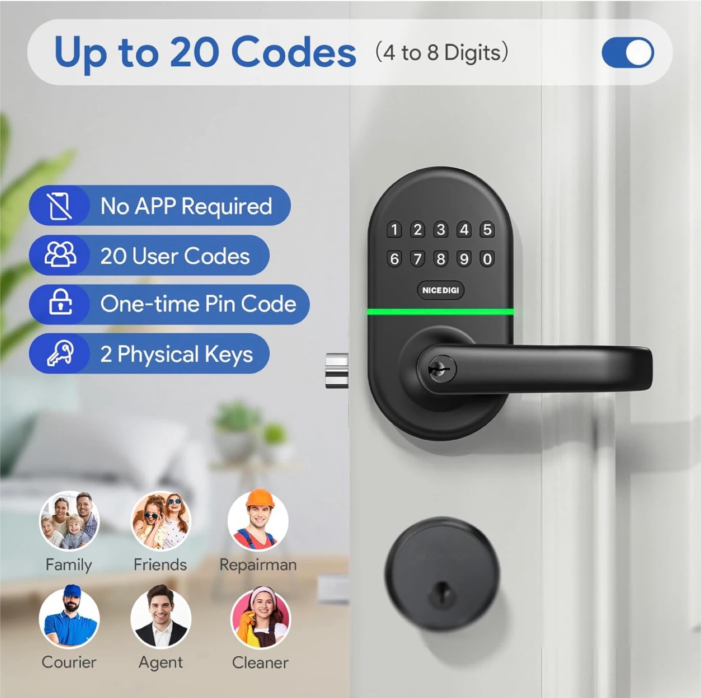 NICE DIGI Smart Keypad Door Lock with Handle - photo 2