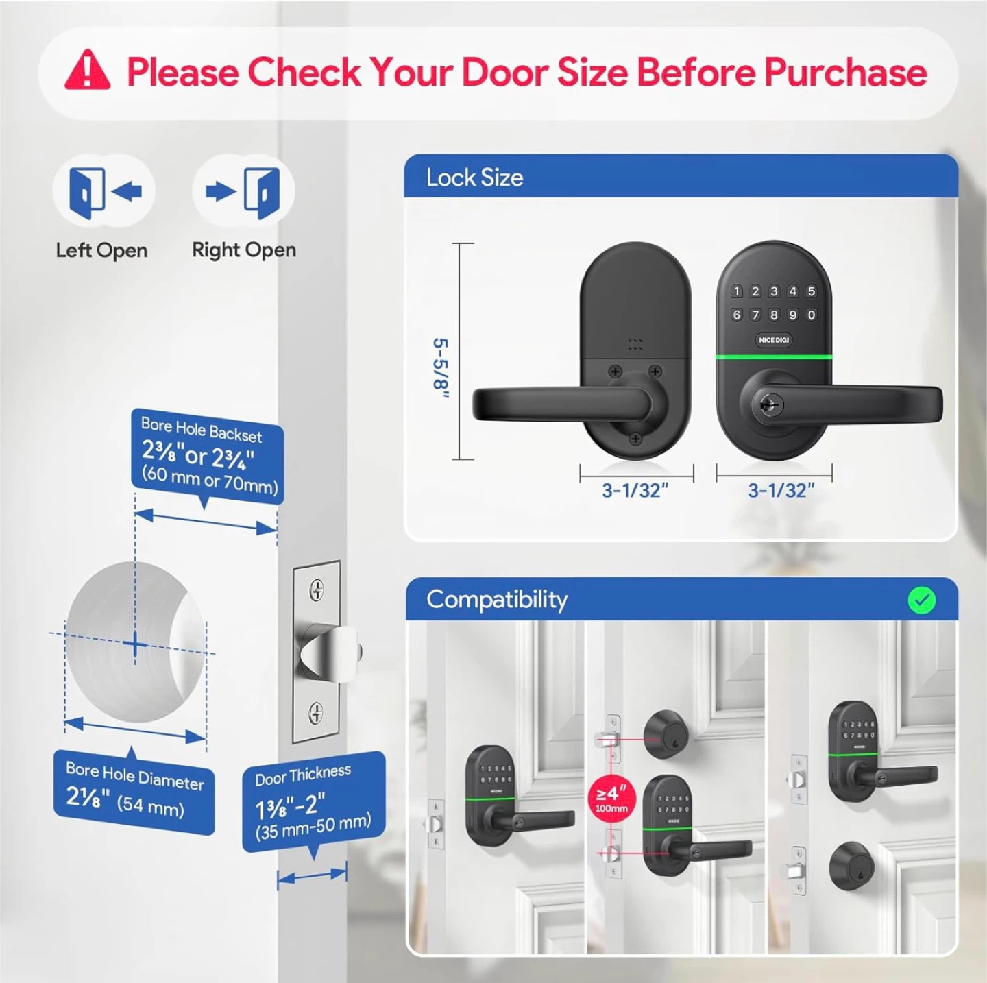 NICE DIGI Smart Keypad Door Lock with Handle - photo 5