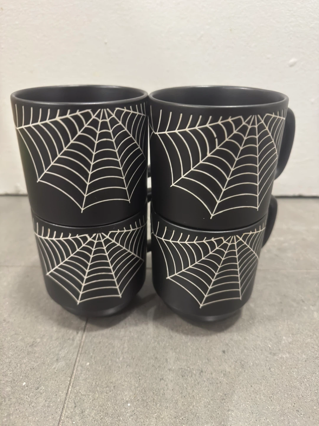 Spiderwebs glazed set of 4 Stackable Mugs