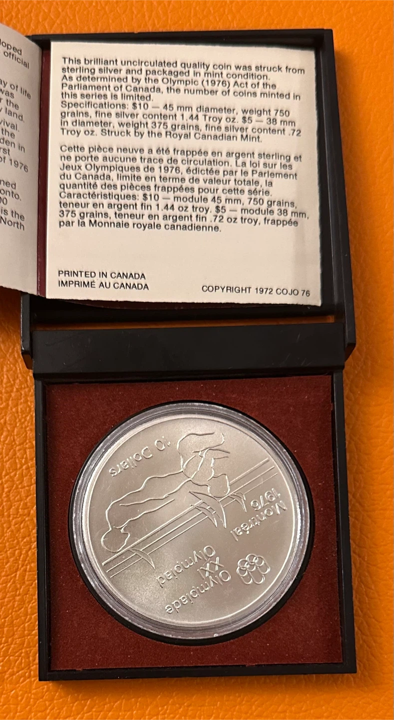 1976 Rare Montreal Olympics 1.44 oz Silver $10 Coin