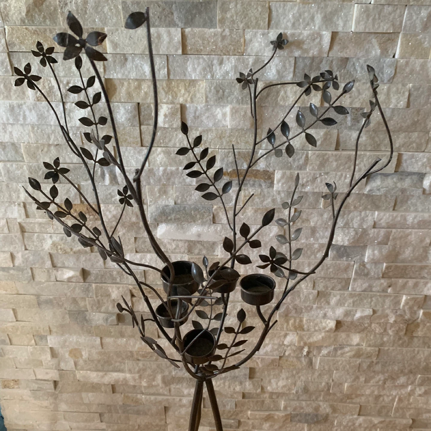 Metal Candelabra with Floral Design - photo 2