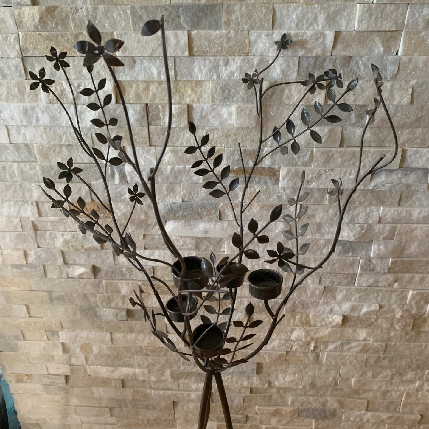 Metal Candelabra with Floral Design - photo 3