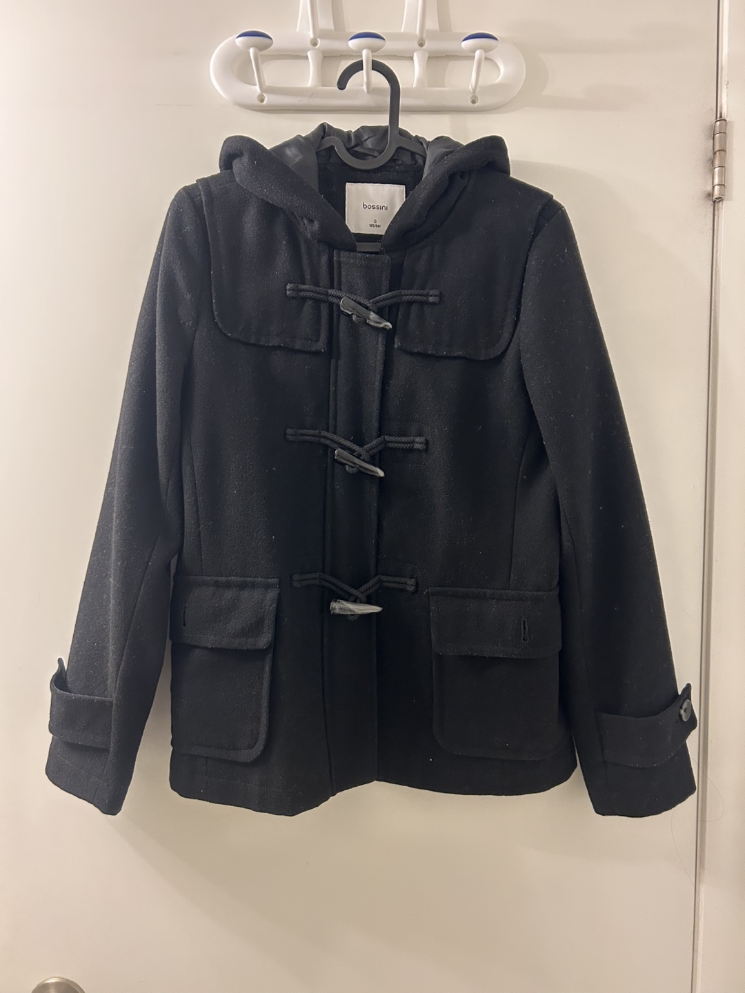 Bossini Black Duffle Coat with Toggle Closures