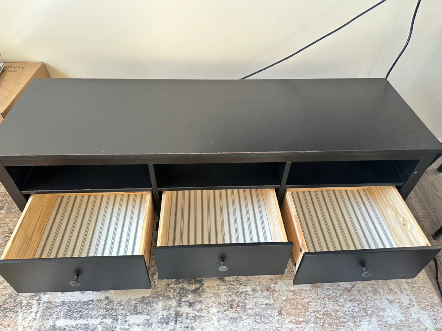 Black TV Stand with 3 Drawers - photo 2