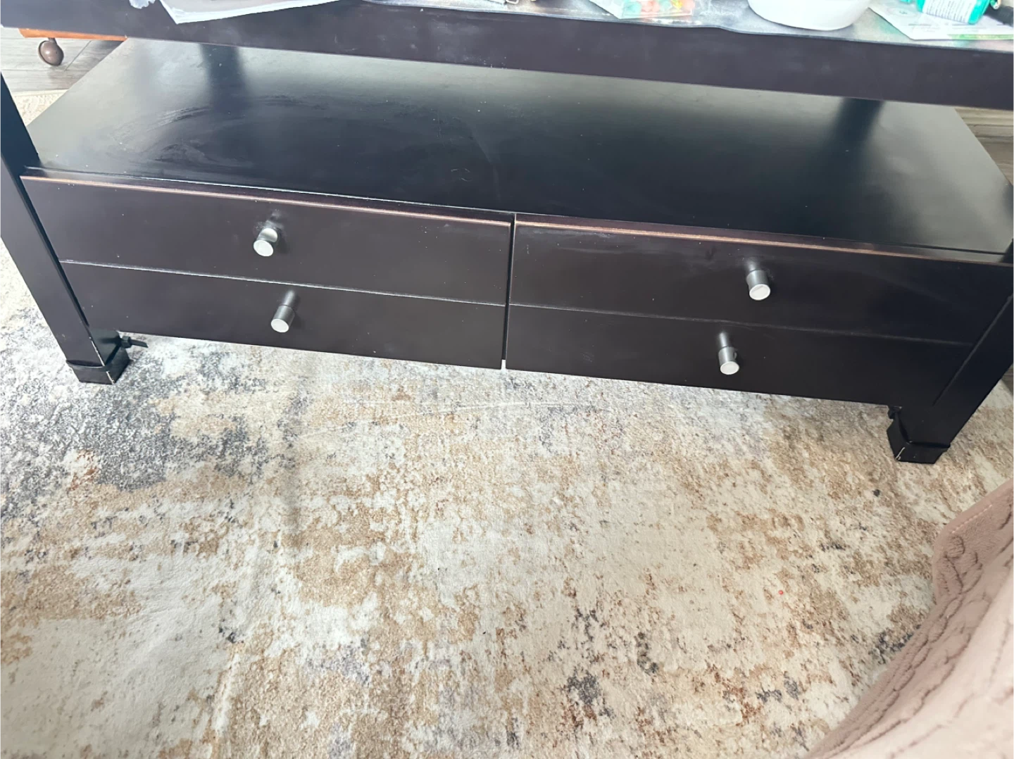 Dark Brown Coffee Table with 4 Drawers