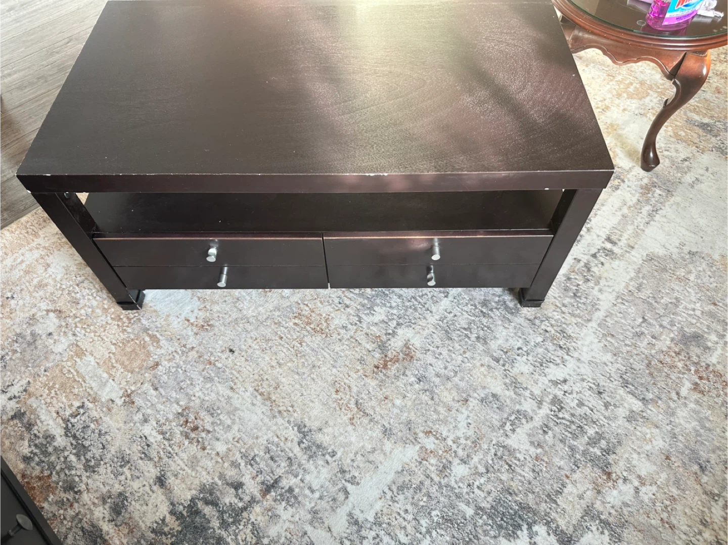 Dark Brown Coffee Table with 4 Drawers - photo 3
