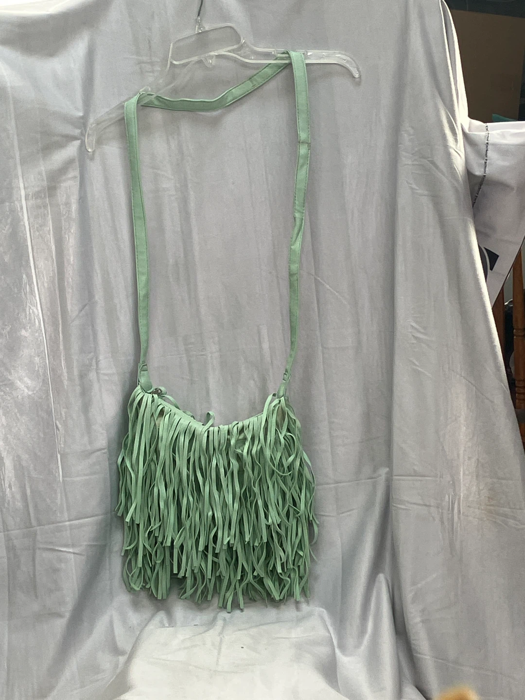 Light Green Fringed Crossbody Bag