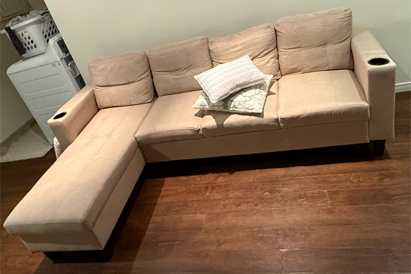 Beige L-Shaped 4-Seater Sectional – Right Side Lounge - photo 2