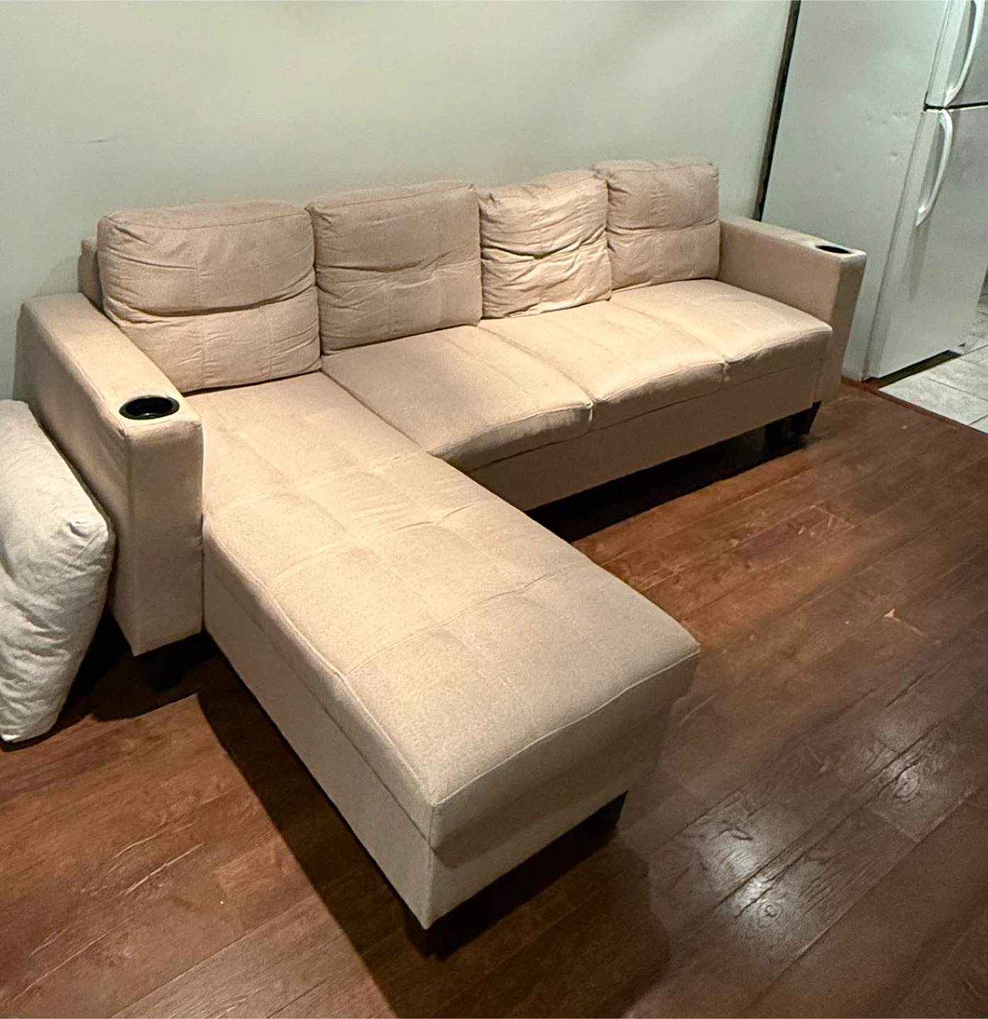 Beige L-Shaped 4-Seater Sectional – Right Side Lounge - photo 3