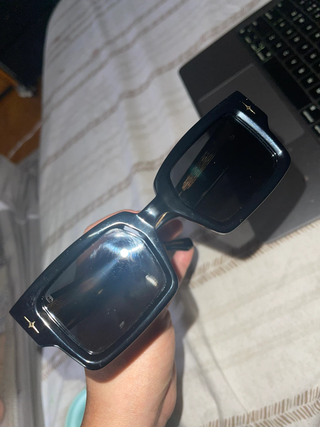 Alexander McQueen Black Acetate Square Sunglasses
