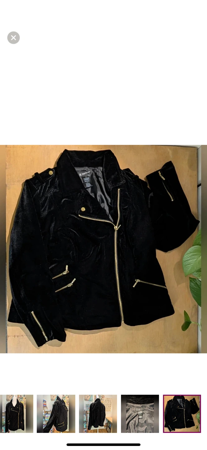 INC International Concepts Black Velvet Moto Jacket Size 1X - photo 2