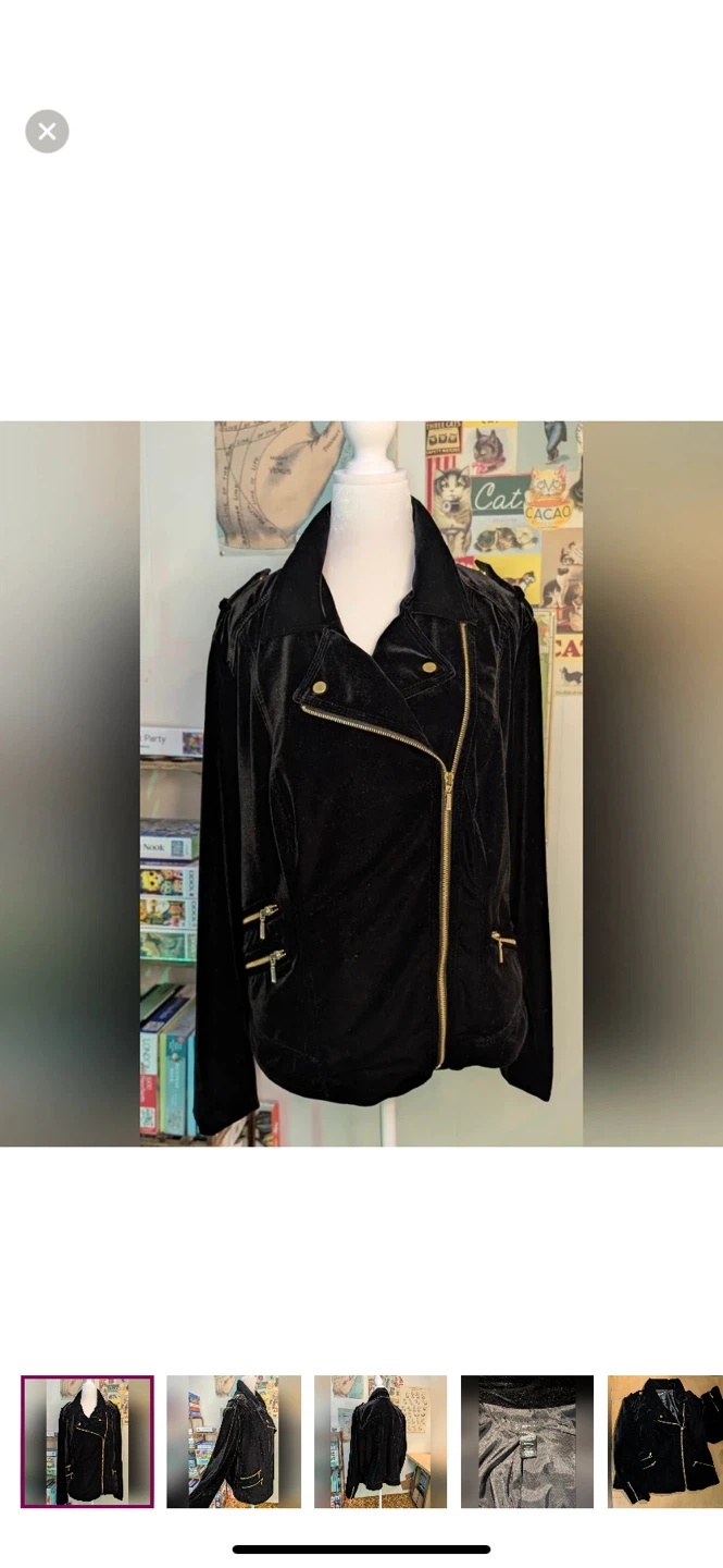 INC International Concepts Black Velvet Moto Jacket Size 1X